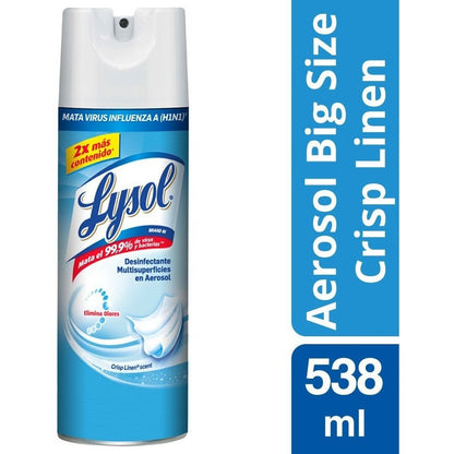 Lysol Desinfectante Aerosol Crisp Linen Scent 538 Grs.