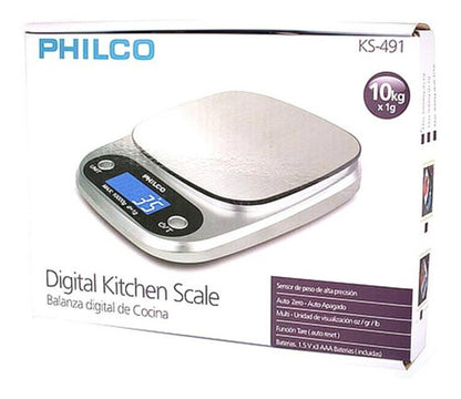 Balanza Digital De Cocina Philco KS-491 Alta Precisión Soporta Hasta 10 Kgs.