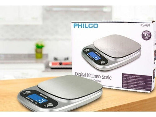 Balanza Digital De Cocina Philco KS-491 Alta Precisión Soporta Hasta 10 Kgs.