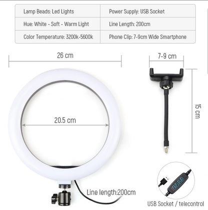 Selfie Ring Light 26 Cms Aro De Luz Led Con Trípode