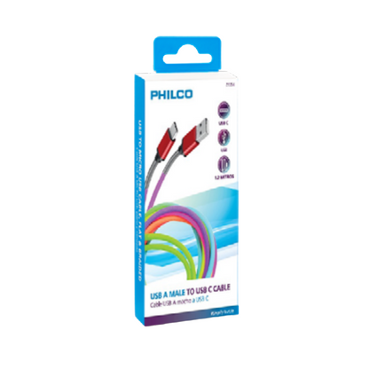 Cable USB Tipo C Philco Multicolor Para Carga Y Data Celulares
