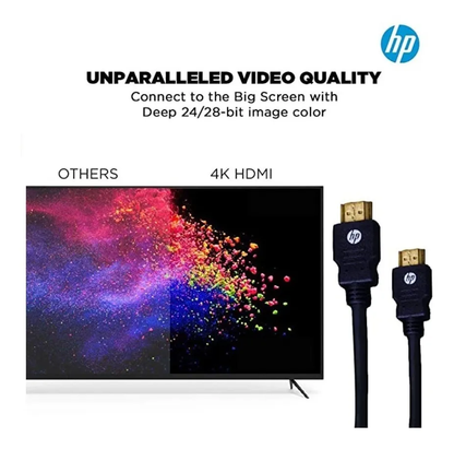 Cable HDMI Marca HP Alta Velocidad 4K UHD 2160p de 1,5 mts. Conectores Oro