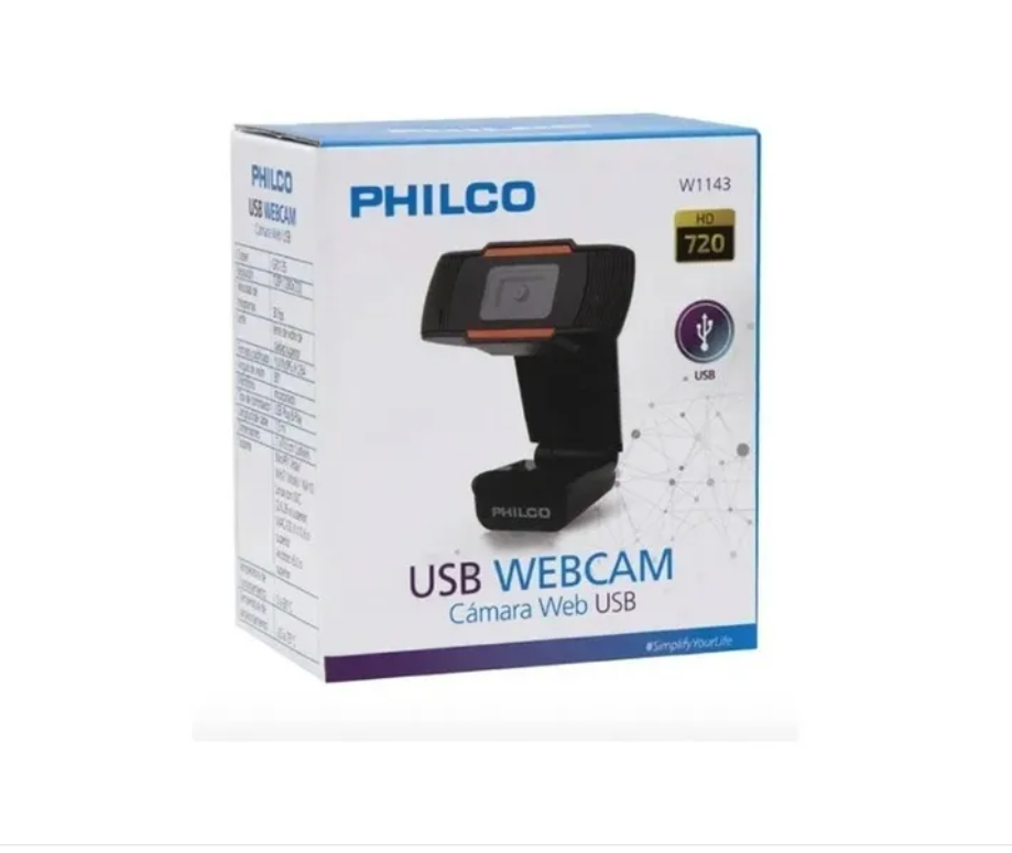 Cámara Web USB Philco Modelo W1143 HD 720p (1280×720) 1.3 MPX