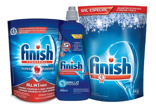 Finish Pack Tabletas 13 Uds. + Abrillantador 400 ml. + Sal Antisarro 1kg