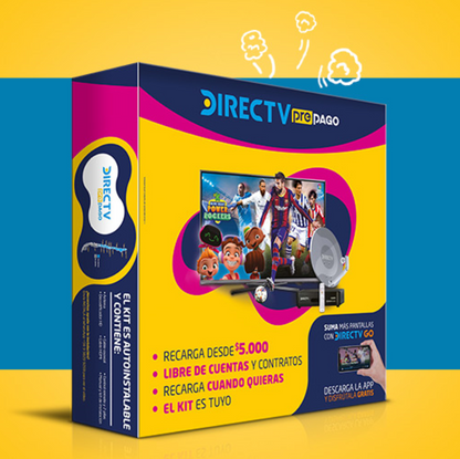 Kit Prepago DIRECTV Televisión Satelital Señal HD 100% Digital