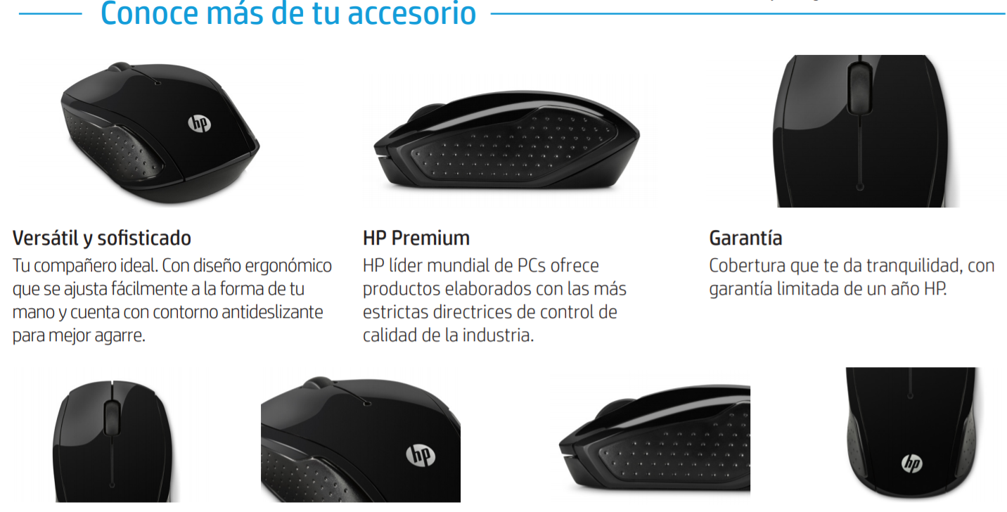 Mouse Óptico Inalámbrico HP 200 2.4 Ghz Plug & Play