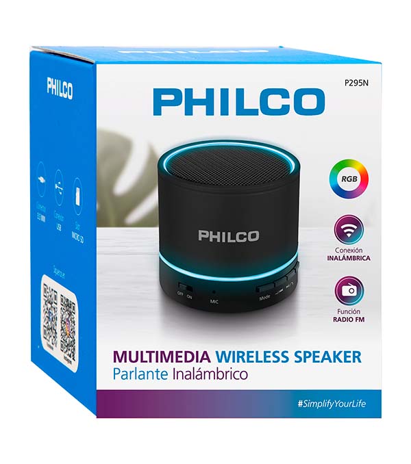 Parlante Philco P295 3W Bluetooth V5.0 Luz RGB