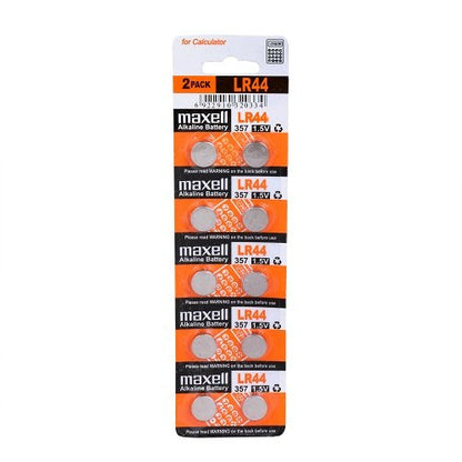 Pila Maxell LR44 A76 AG13 1.5V Tipo Botón Pack de 10 Unidades