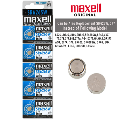 MAXELL SR626SW - 377 - Pila de Óxido de Plata - PACK DE 10 UNIDADES :  : Electrónica