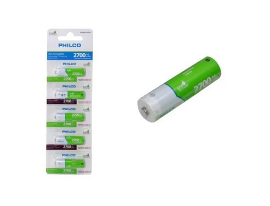 Pila Recargable Philco AA 2700 mAh Pack 5 Unidades