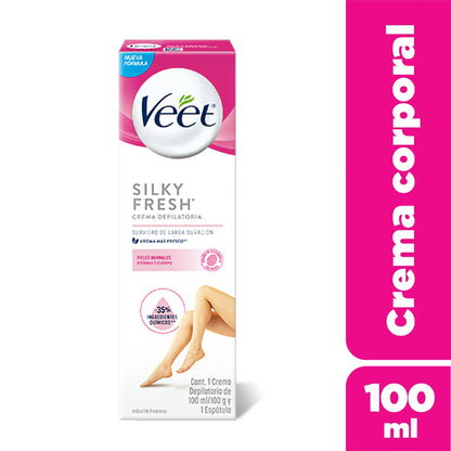Veet Crema Depilatoria Silky Fresh Para Piel Normal 100 ml. Incluye Espátula