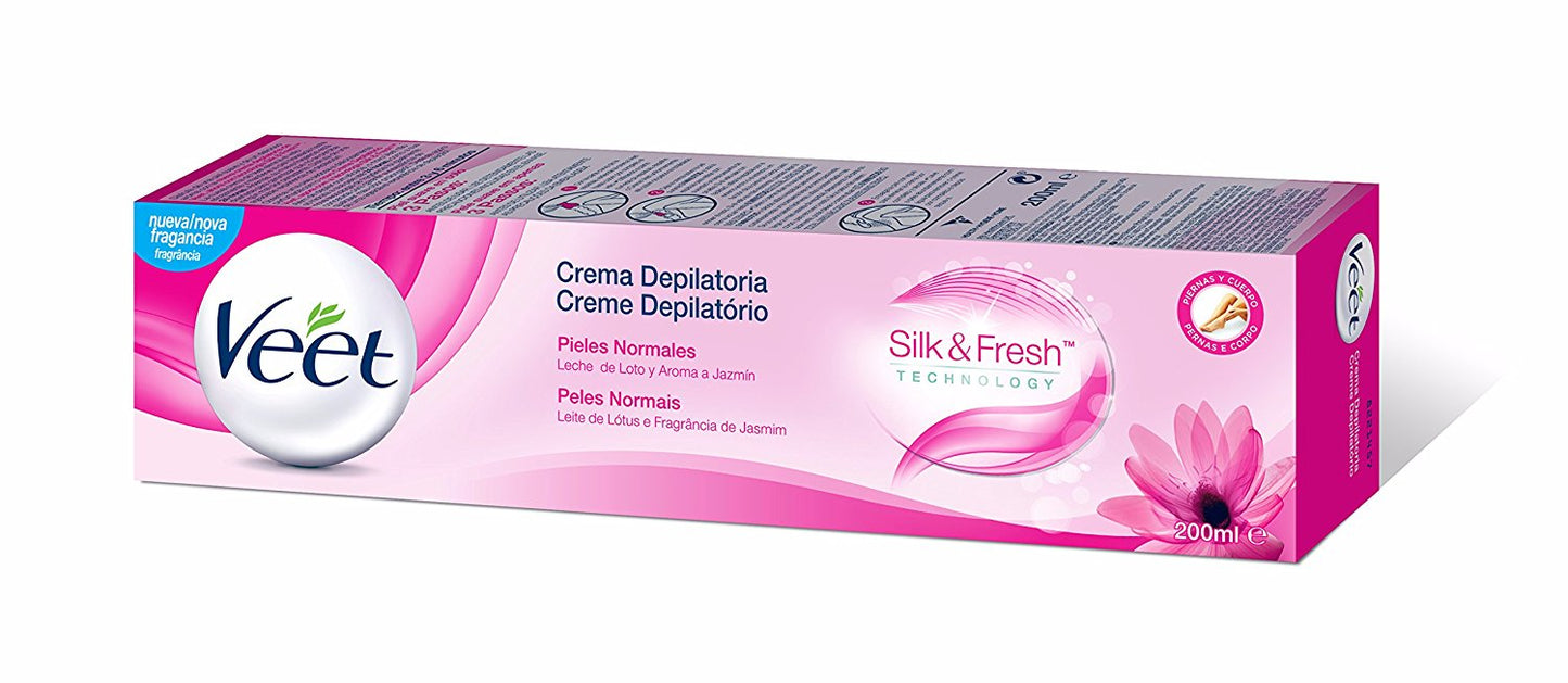 Veet Crema Depilatoria Silky Fresh Para Piel Normal 200 ml. Incluye Espátula