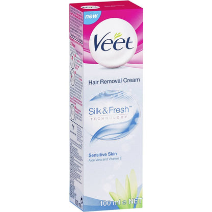 Veet Crema Depilatoria Silky Fresh Para Piel Sensible 100 ml. Incluye Espátula