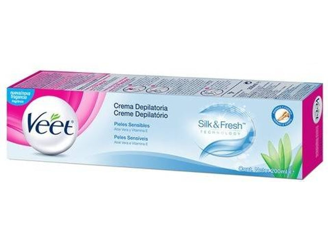 Veet Crema Depilatoria Silky Fresh Para Piel Sensible 200 ml. Incluye Espátula